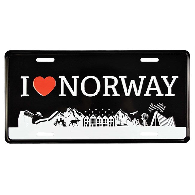 Bilskilt, I love Norway, 30x15, preget