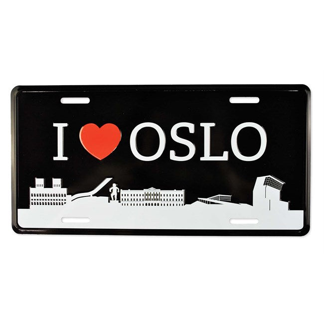 Bilskilt, I love Oslo, 30x15, preget