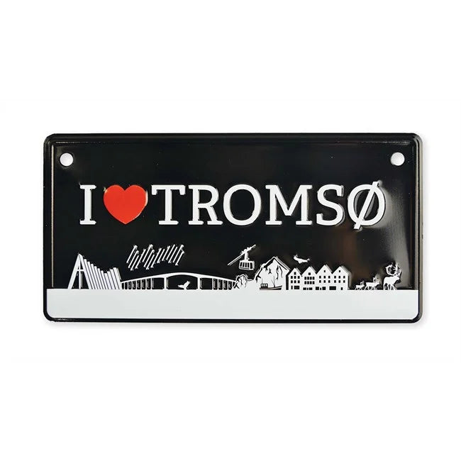 Bilskilt, I love Tromsø, 15x7, preget