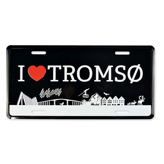 Bilskilt, I love Tromsø, 30x15, preget