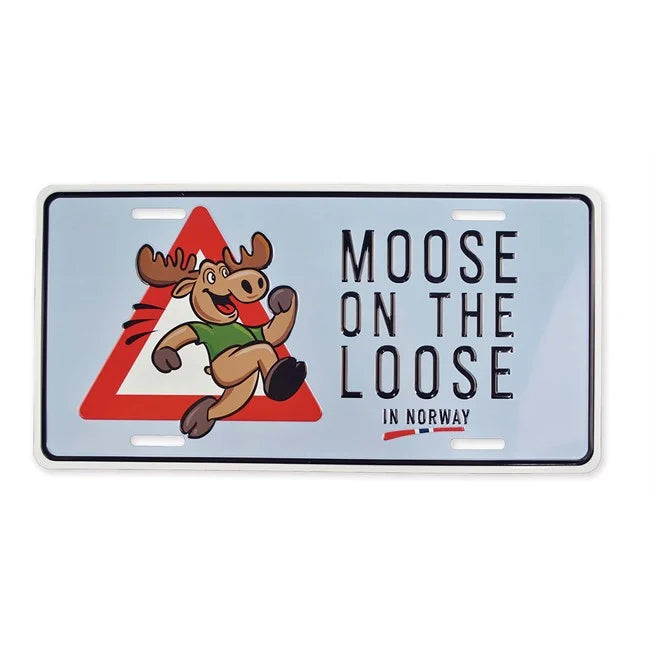 Bilskilt, Moose on the loose, 30x15, preget