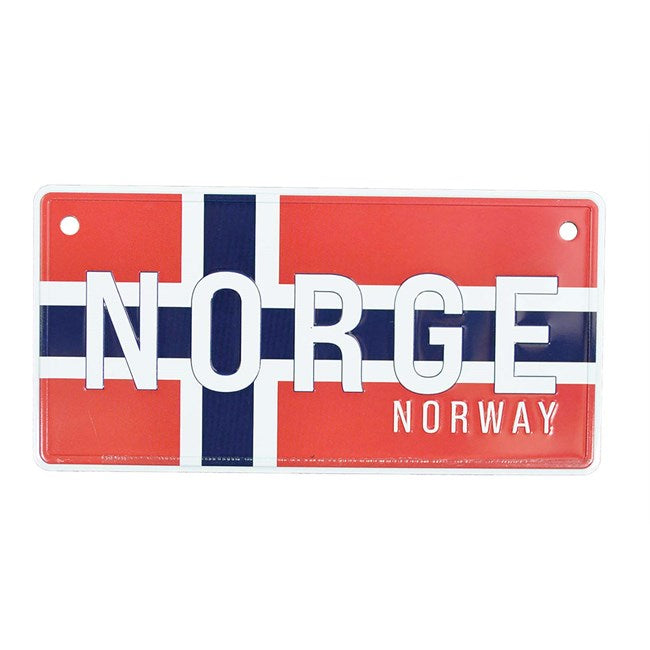 Bilskilt, Norge m/flagg, 15x7, preget