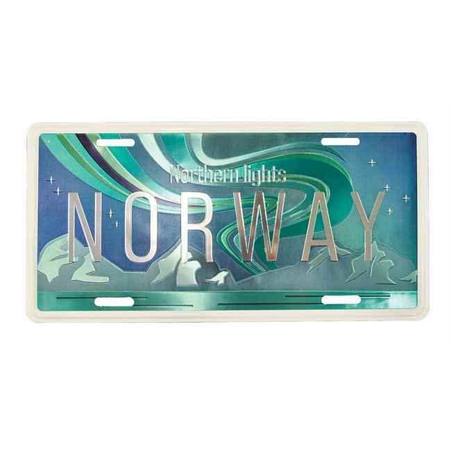 License plate, Norway Northern Lights drawn, 30x15, foiled