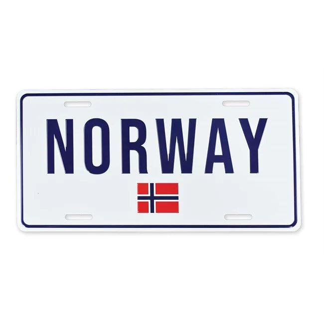 Bilskilt, Norway m/flagg, 30x15, preget