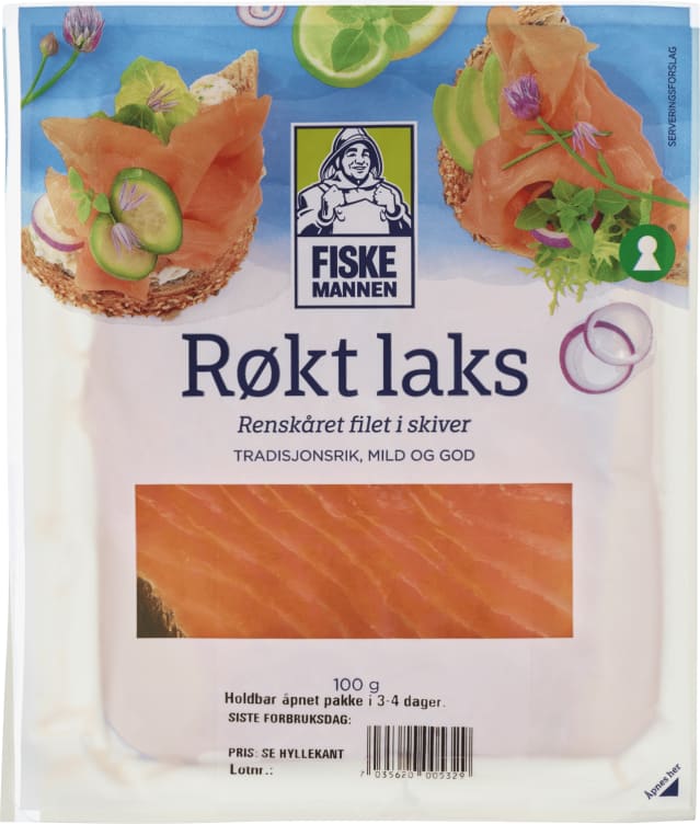 Salmon Smoked Sliced 100g Fiskemannen
