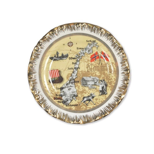 Magnetic porcelain plate, antique map of Norway