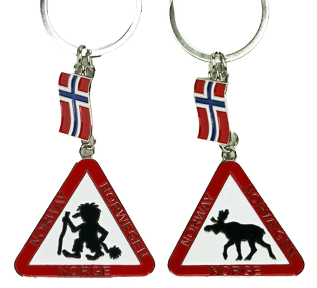 Nøkkelring, troll- og elgskilt og flagg