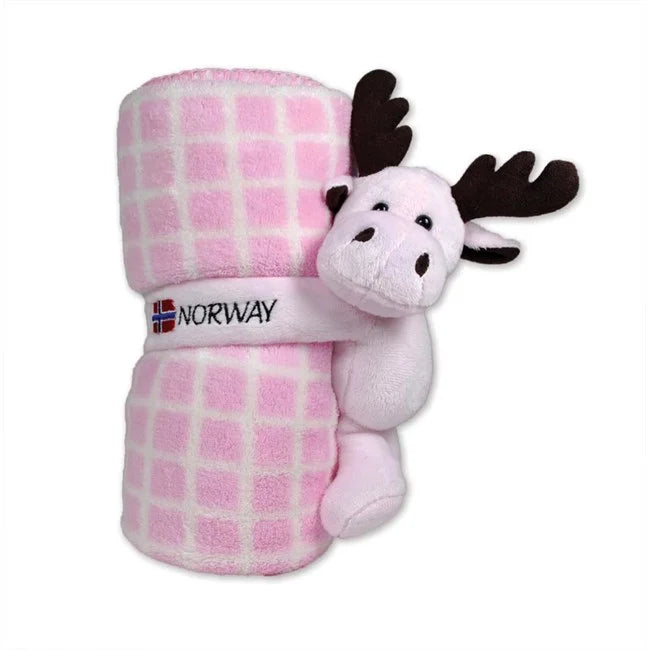 Plush moose with towel, Pink
