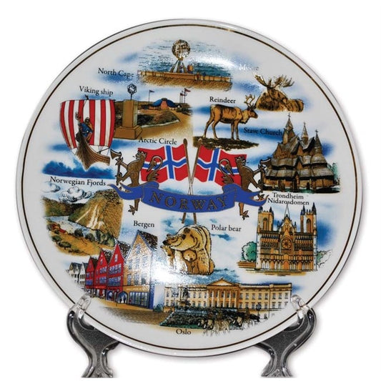 Porcelain plate, Norway's collage, large