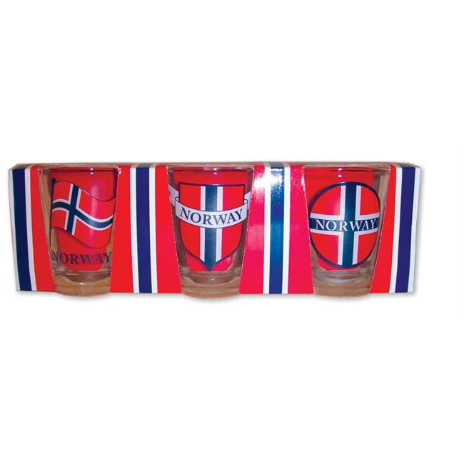 Sett med 3 drammebeger, Flagg