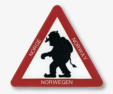 Stickers, troll med sekk i trekant