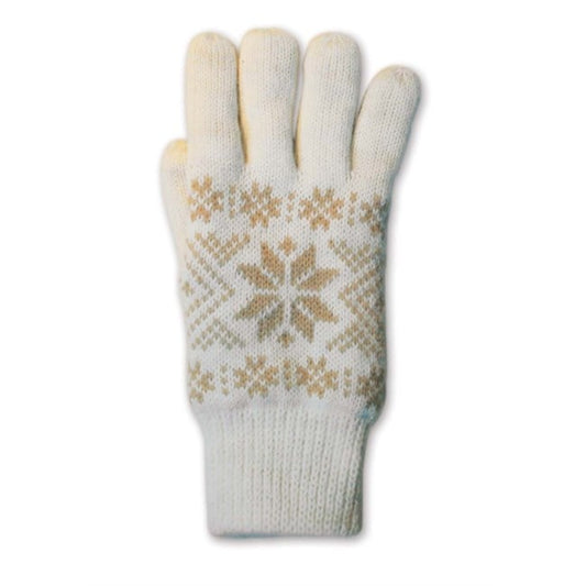 Knitted mittens, white, snowflake