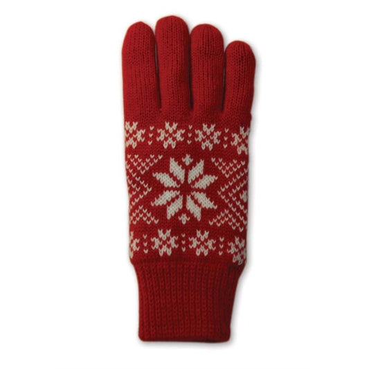 Knitted mittens, red, snowflake