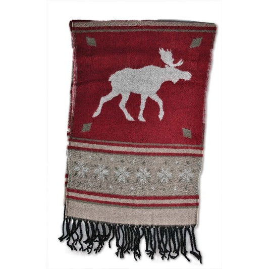 Woven scarf, moose, Red