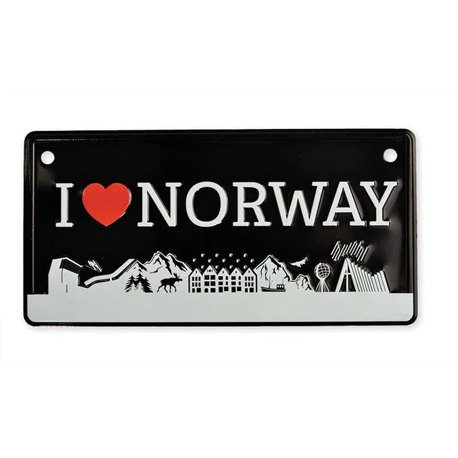 Bilskilt, I love Norway, 15x7, preget - NorwegianShop24