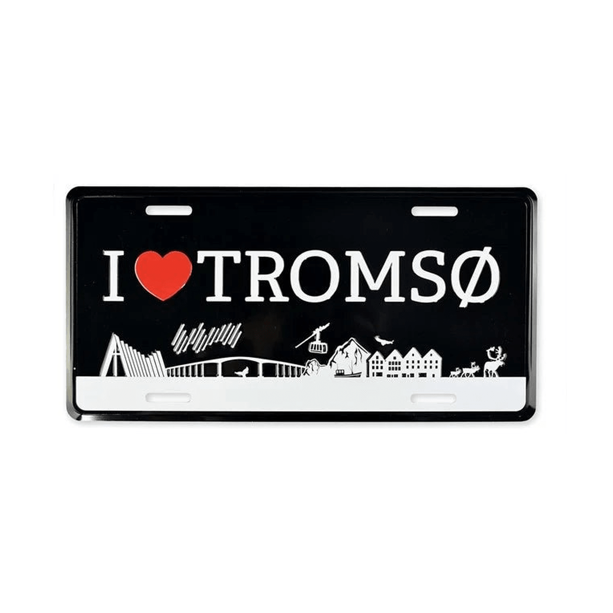 Bilskilt, I love Tromsø, 30x15, preget - NorwegianShop24