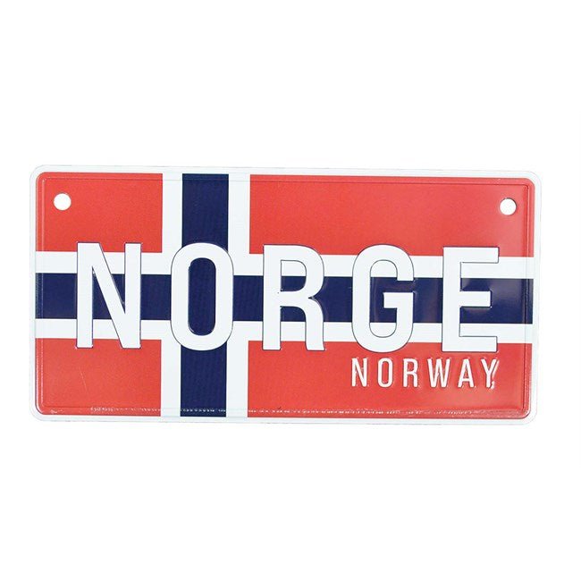 Bilskilt, Norge m/flagg, 15x7, preget - NorwegianShop24