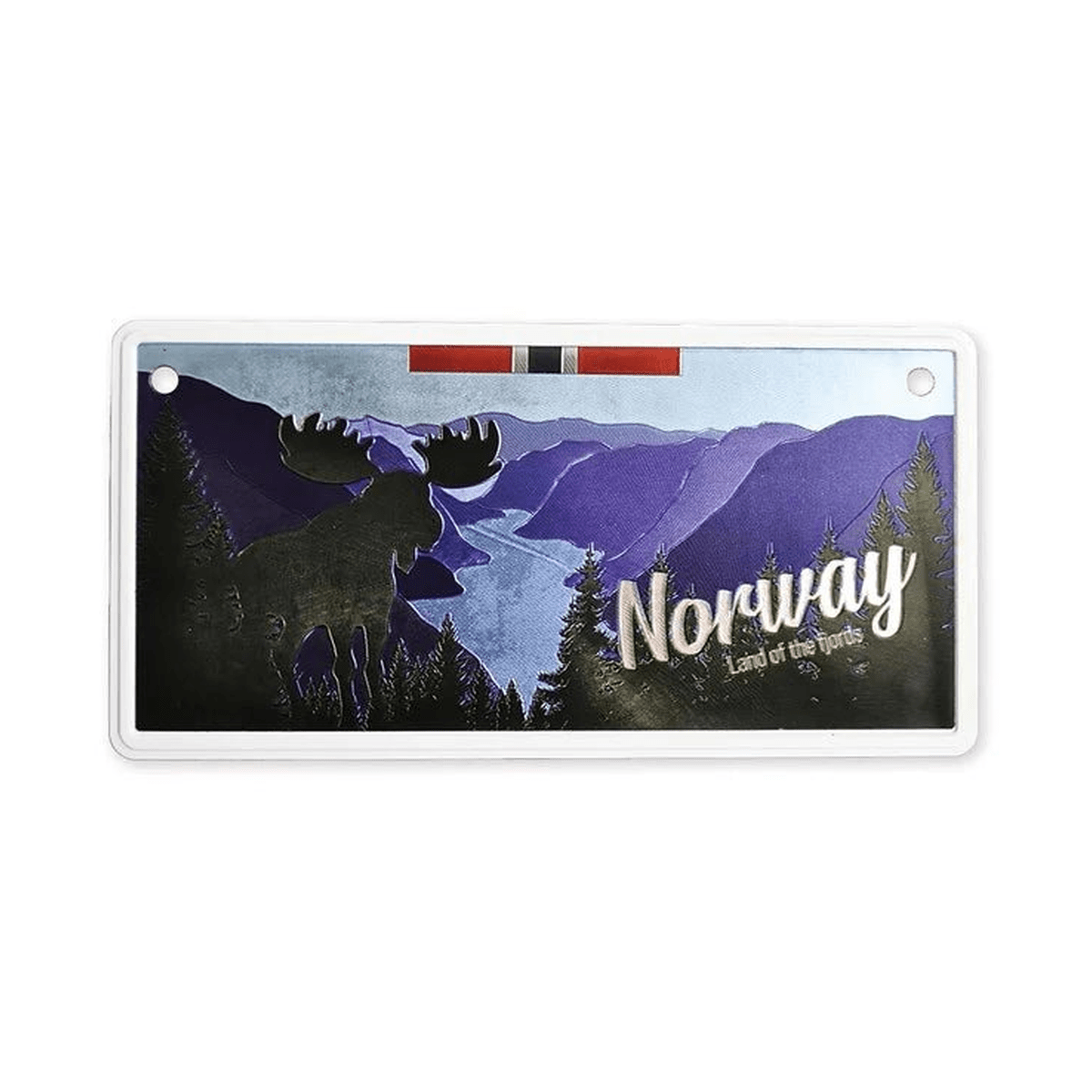 Bilskilt, Norway elg/fjord, 15x7, preget - NorwegianShop24
