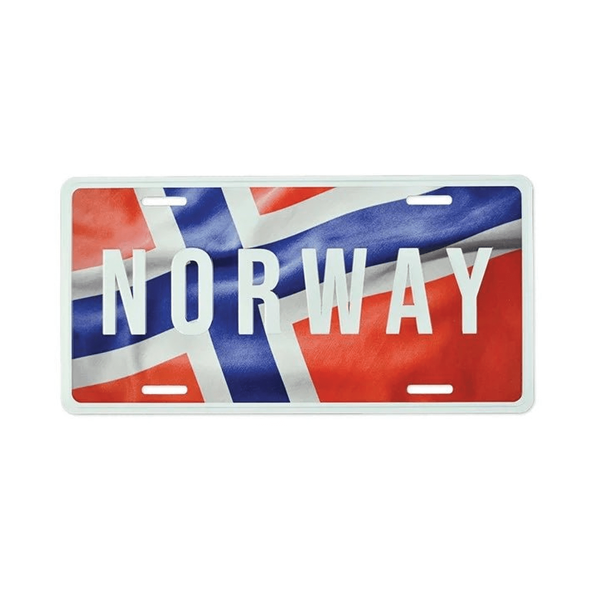 Bilskilt, Norway med flaggfoto, 30x15, preget - NorwegianShop24