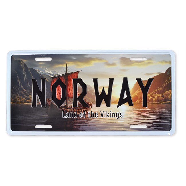 Bilskilt, Vikingskip, 30x15, preget - NorwegianShop24