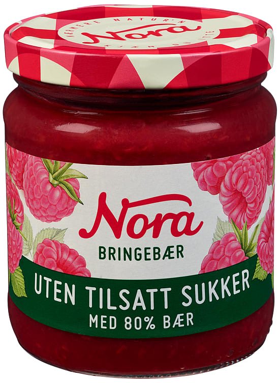 Bringebærsyltetøy 80% Uts 275g Nora - NorwegianShop24