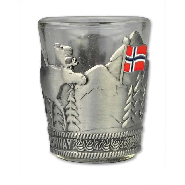 Drammebeger, Glass m/tinn dekor - NorwegianShop24