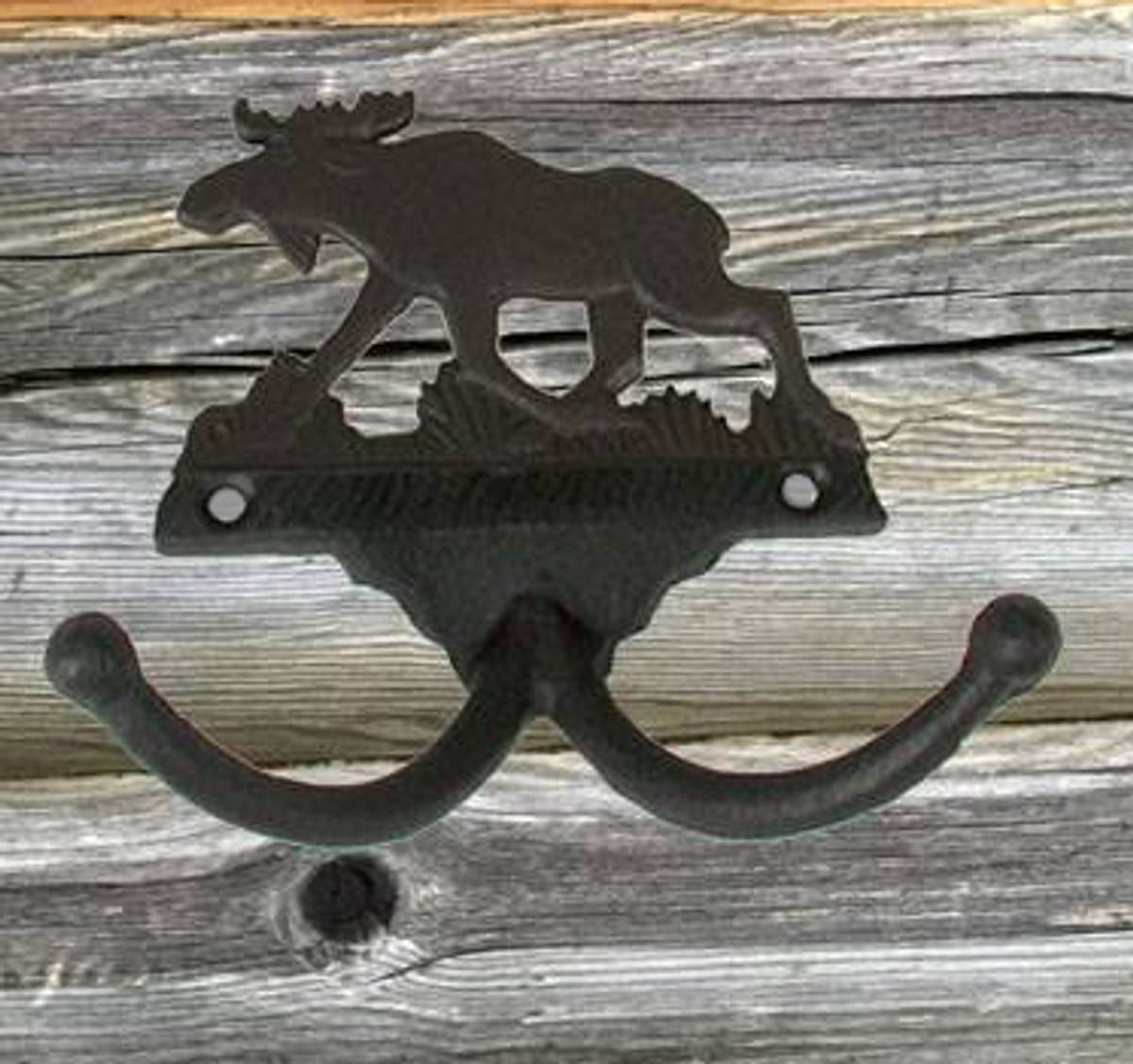 Knagg med elgmotiv 2 kroker støepjern - NorwegianShop24