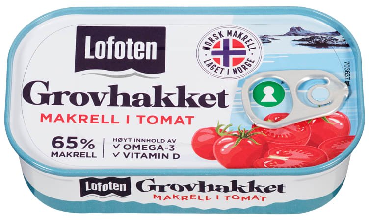 Makrell i Tomat Grovhakket 110g Lofoten - NorwegianShop24