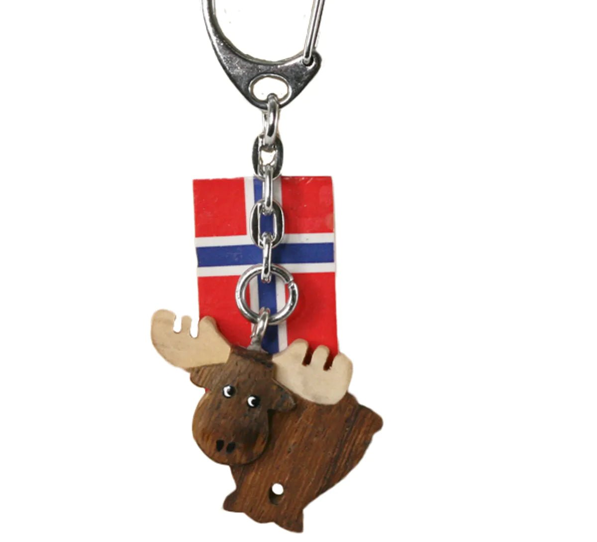 Nøkkelring brun mini elg av tre - NorwegianShop24