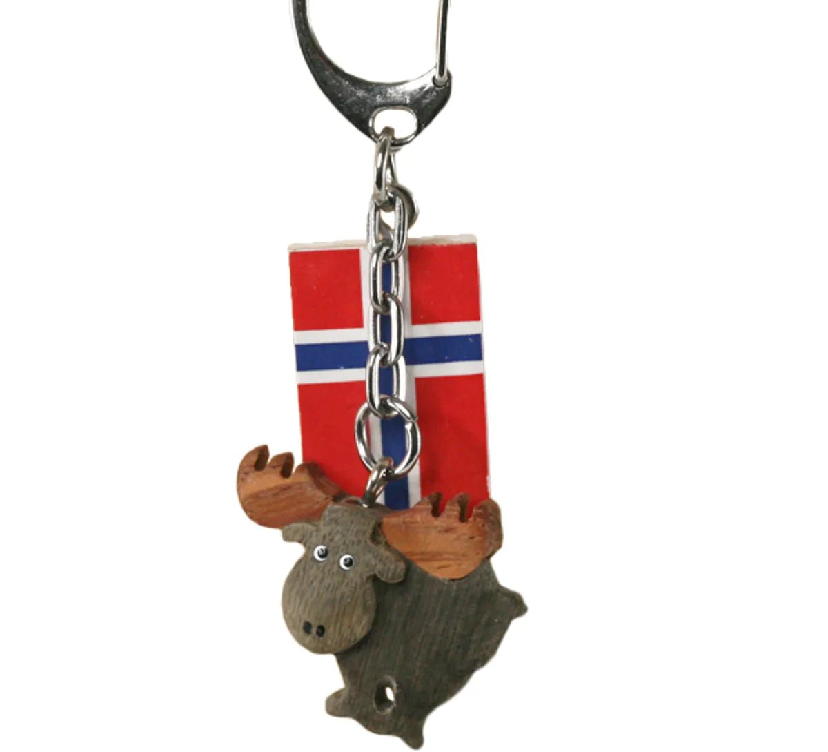 Nøkkelring grå mini elg av tre - NorwegianShop24