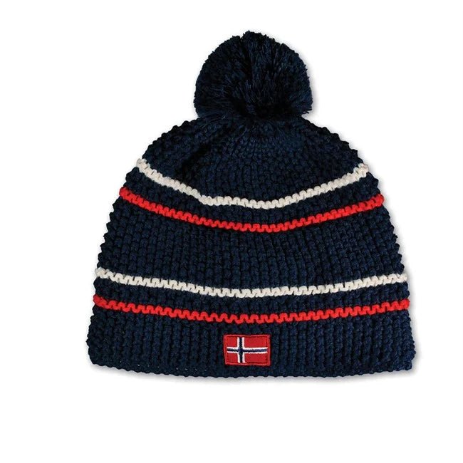 Strikket lue, Perlestrikk, Blå - NorwegianShop24