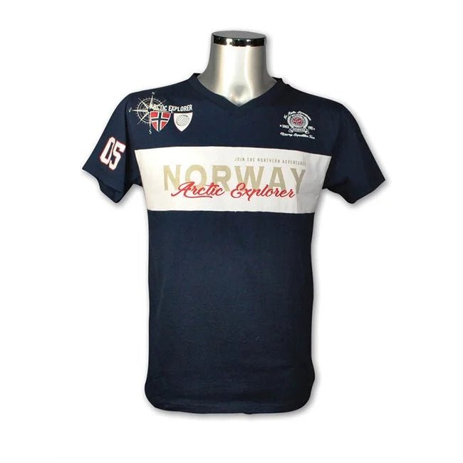 T - skjorte, V - hals, Explorer, Blå, XL - NorwegianShop24