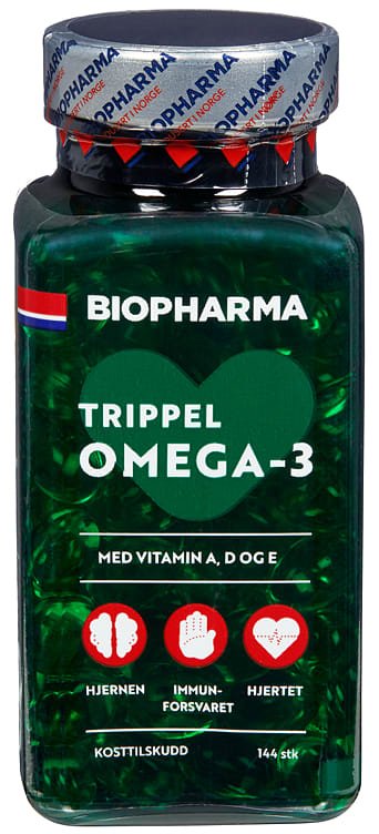 Trippel Omega - 3 144stk Biopharma - NorwegianShop24