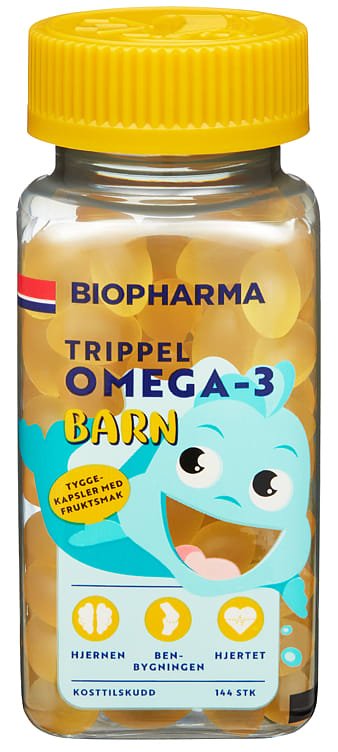 Trippel Omega - 3 Barn 144stk Biopharma - NorwegianShop24