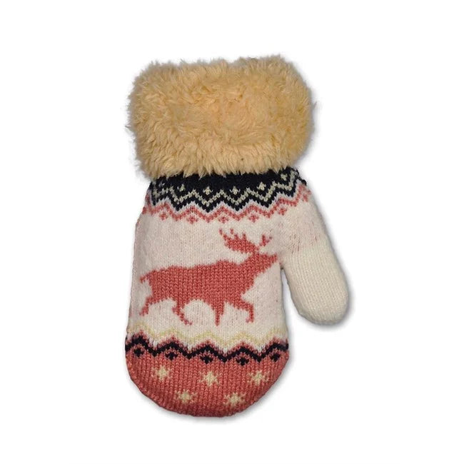 Children's mittens, Moose, Pink