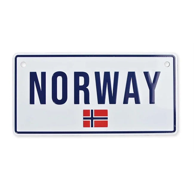 License plate, Norway w/flag, 15x7, embossed