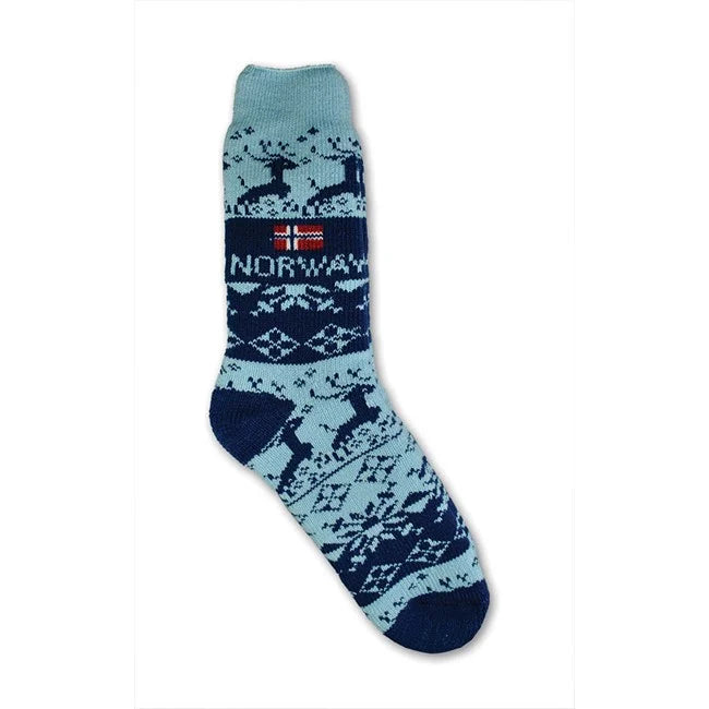 Lined socks, Reindeer, Blue, 41-46