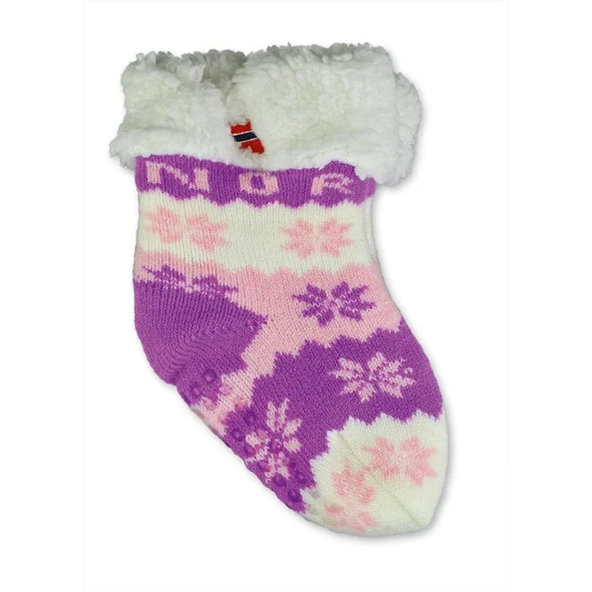 Lined baby sock, Snow Star, Pink