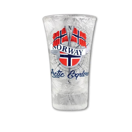 Frostet shotglass, To flagg