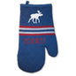 Grill mitts, blue, embroidered moose