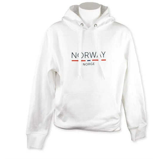 Hoodie, Norway with flag stripe, White, L