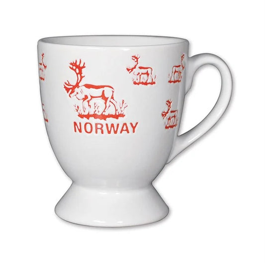 Ceramic mug w/foot, Reindeer, White