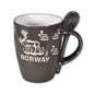 Ceramic mug w/spoon, Reindeer, Grey