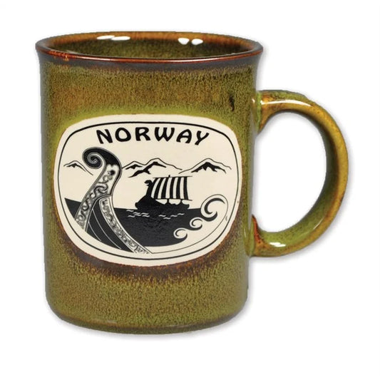 Ceramic mug viking ship, Green