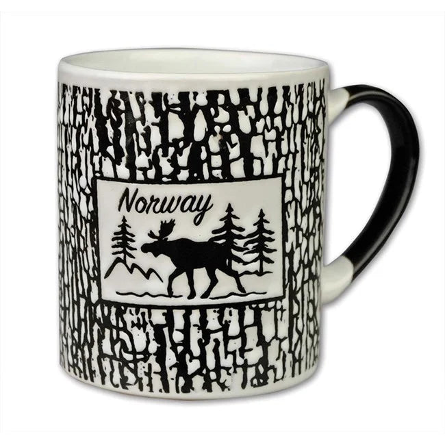 Mug, White/Black tree stump, Elk