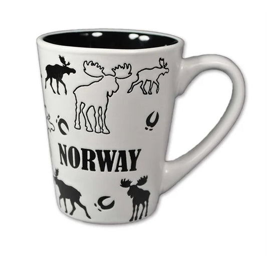 Tasse mit schwarz/weißem Elchmotiv