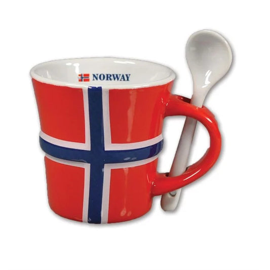 Mug w/spoon, Flag relief, Small