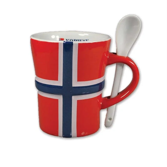 Tasse mit Löffel, Flaggenrelief, groß