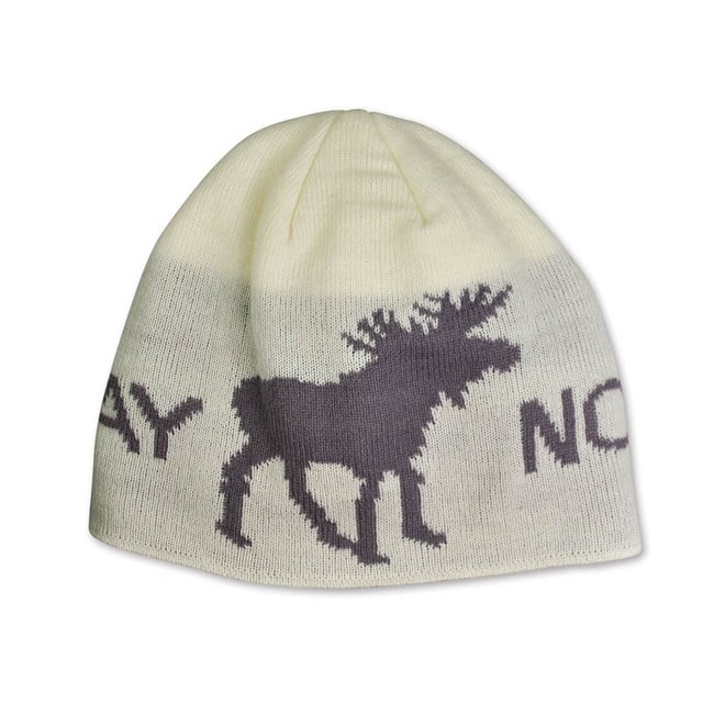 Hat, White with gray moose