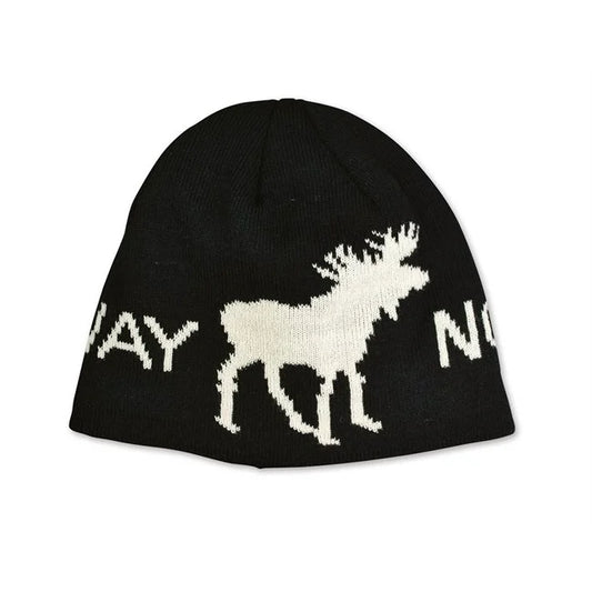 Hat, Black w/white moose